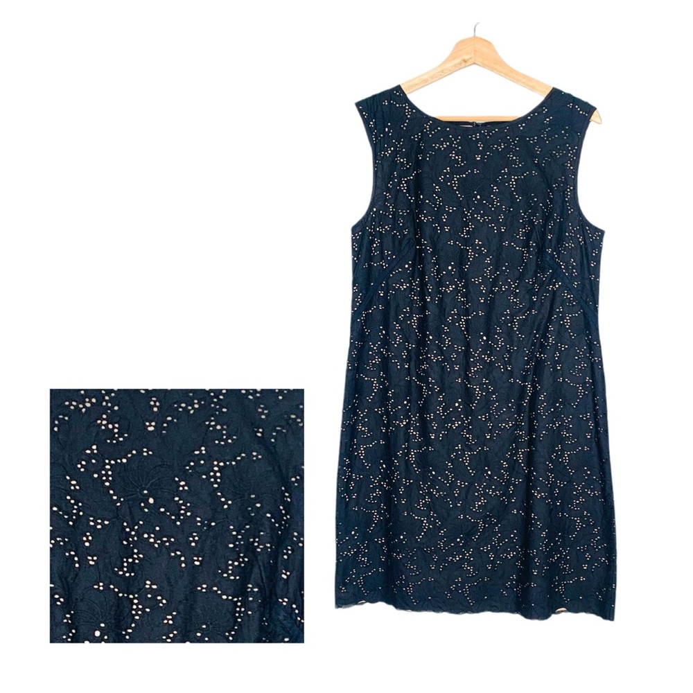 Loft by Ann Taylor Black Eyelet Lace Sleeveless Shift Dress Size 10 NWT